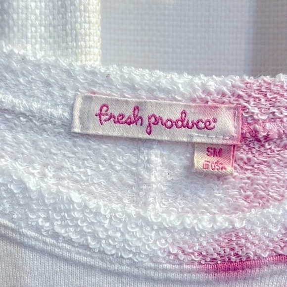 Women’s Fresh Produce Long Sleeve Pink & White Tie Dye Terry Knit Pullover S - Picture 4 of 8